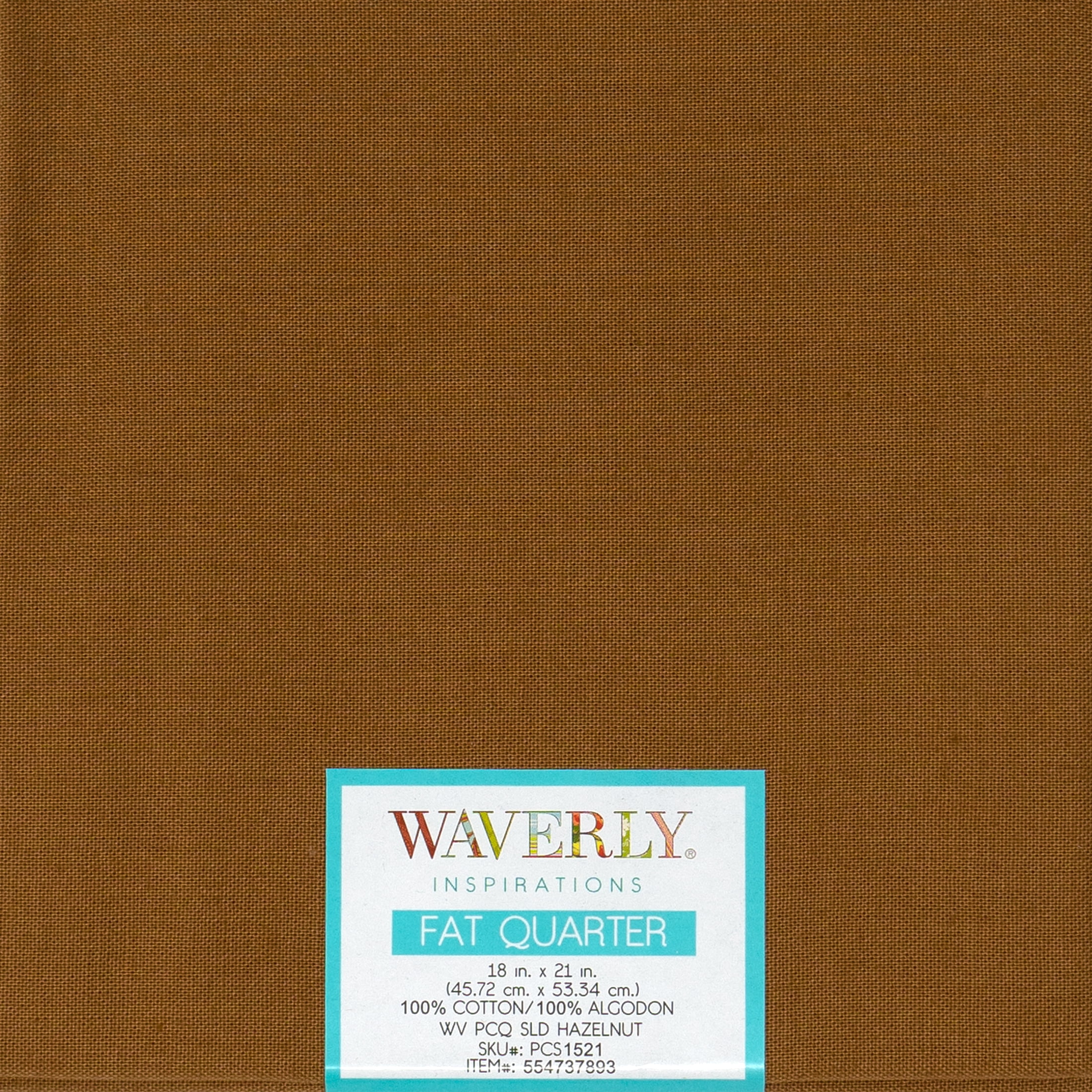 (4 pack) Waverly Inspirations Cotton 18" x 21" Fat Quarter Solid HAZELNUT Print Fabric, 1 Each