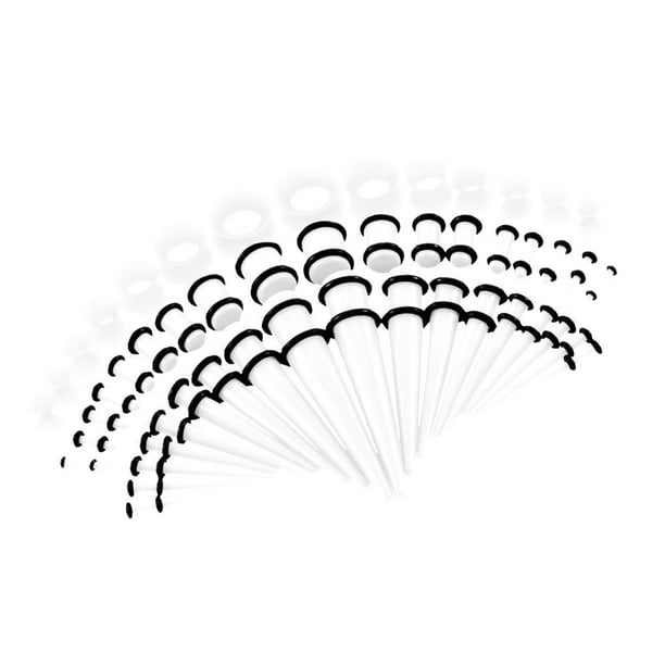 Prettyia 50pcs de estiramiento de cono acrílico 14G-00G de silicona Blanco Zulema Kit de estiramiento de medidores de oídos