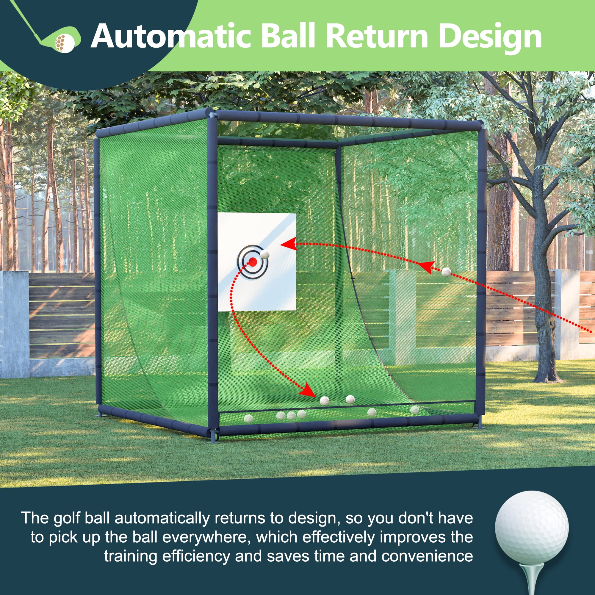 Miniyam 10 x 10 x 10 ft Golf Practice Net Cage – Heavy-Duty Metal Frame Hitting Net Kit, for Backyard, Indoor Training & Golf Simulator Setup