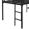 thumbnail image 5 of paproos Twin Size Metal Loft Bed, Black Metal Loft Bed with Shelves, No Box Spring Needed, Space Saving Design, Perfect for Dorm, Bedroom, Guest Room, 5 of 10