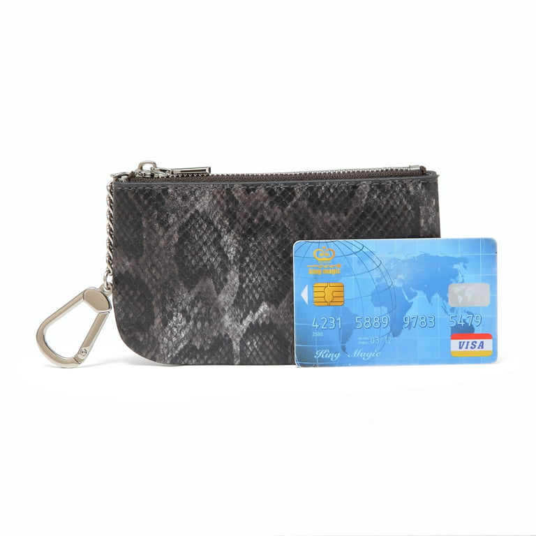 Daisy Rose Luxury Coin Purse Change Wallet Pouch for Women - PU Vegan  Leather Card Holder with Oversized Metal Keychain and Clasp - Black 