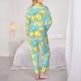 thumbnail image 6 of Goofa Yellow Lemon Printed Women’s 2 Piece Pajama Set Super,Pajamas Women's Long Sleeve Sleepwear Soft Button Down Loungewear Pjs Lounge Set Nightwear-Medium, 6 of 9