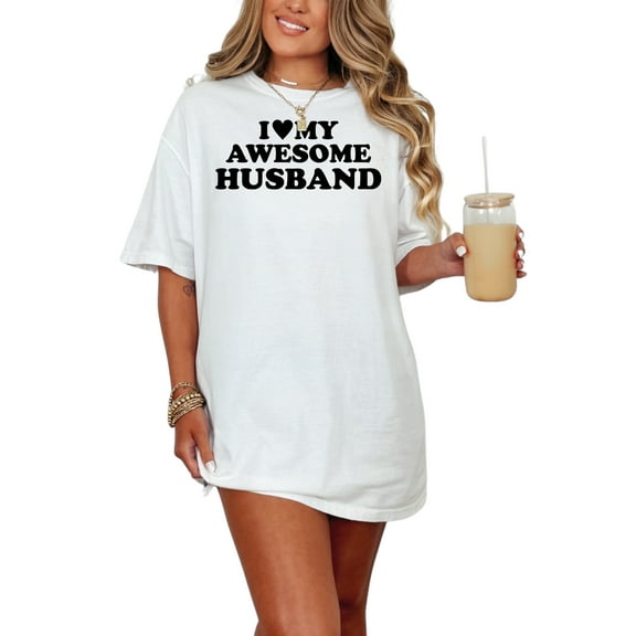 I Love My Awesome Husband, White Comfort Colors T-Shirt, Small