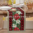 thumbnail image 1 of New Red Poinsettia Christmas Table Flag Snowflake Decorative Vintage Linen Tablecloth Tablecloth, 1 of 6