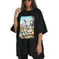 thumbnail image 4 of Plus Size Shirt for Women Black Tops for Women Oversized Short Sleeves Shirt for Women Easter T Shirt Crewneck Shirt for Women L, 4 of 5