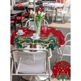thumbnail image 4 of Outdoor Tablecloth with Umbrella Hole and Zipper, Christmas Tree Round Table Cloth 54 Inch Waterproof Tablecloth, Red Winter Xmas Ball Berry Snowflakes Picnic Table Cover for Patio Camping, 4 of 7