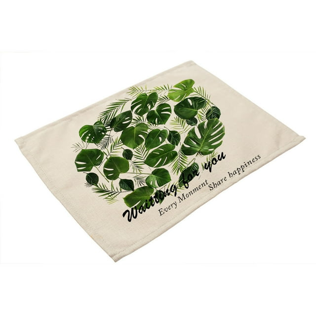 Generic Tapetes lavables de algodón-ramie con diseño tropical para mesa, ideal para cocina, comedor o picnic, tamaño 42x32 cm, fácil de almacenar y limpiar.