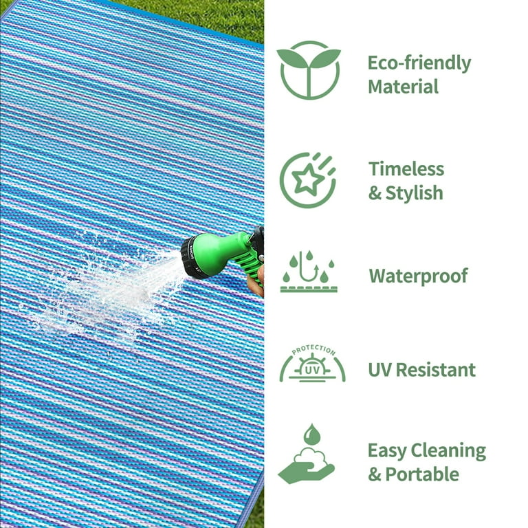 GENIMO 5x8 Outdoor Rug Waterproof, Reversible Mats, Outdoor Area Rug,  Plastic Outside Carpet, Geometric Rv Mat for Patio Camping Rv Picnic  Backyard