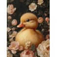 thumbnail image 1 of Qisvanset Framed Canvas Wall Art, 12x16 Inch Yellow Duckling Peony Floral Animal Wall Art, 1 of 5