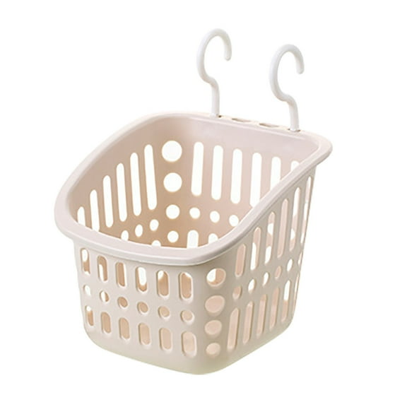 JingChun Plastic Hanging Baskets for Shower, Hanging Basket Organizer with Hooks, Rectangle Small Hanging Storage Basket