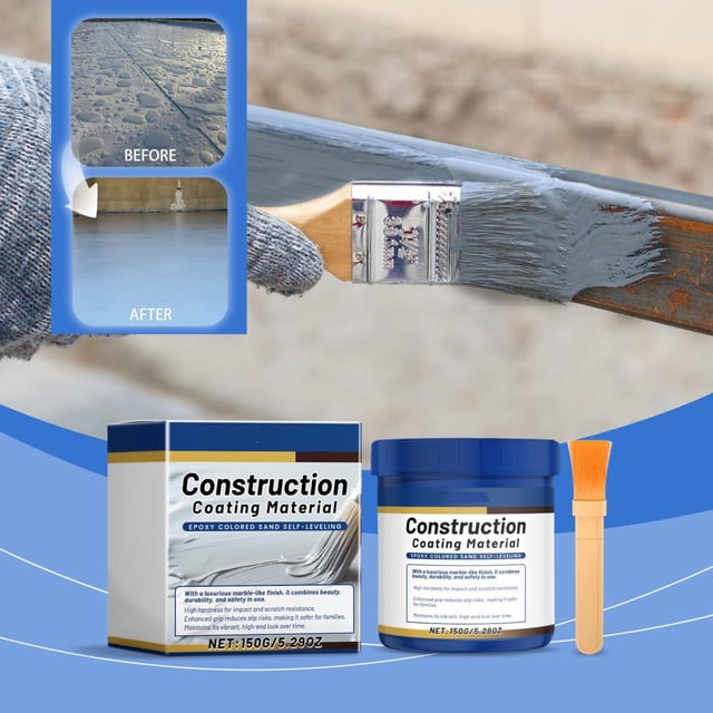 Outoloxit Water-Based Epoxy Floor Paint, 150g Kit with Brush, Quick Dry, High Adhesion, Waterproof & Wear Resistant Coating, Workshop Floor Repair and Protection