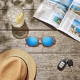 thumbnail image 5 of Big Round Sunglasses Men Women Oversized Blue Tinted Lens Frame UV Protection Transparent Champagne Shades for Travel Driving Outdoor, 5 of 5