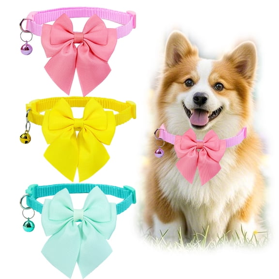 Dalrosia Bowtie Dog Collar - Comfortable Silk Dog Collar with Detachable Bow Tie for Puppy and Cat, Neck 8-12 Inches