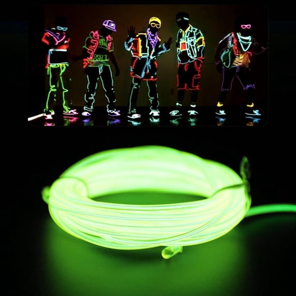 Cable de Luces de Neón EL Purplecrystal Verde Fluorescente para Decoración y Bricolaje