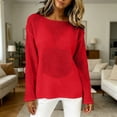 thumbnail image 3 of QASIEATN Women's Mesh Long Sleeve Tops Boat Neck See Through Lightweight Sweater Crochet Knit Tops Fall Fashion Outfits for Women, 3 of 6