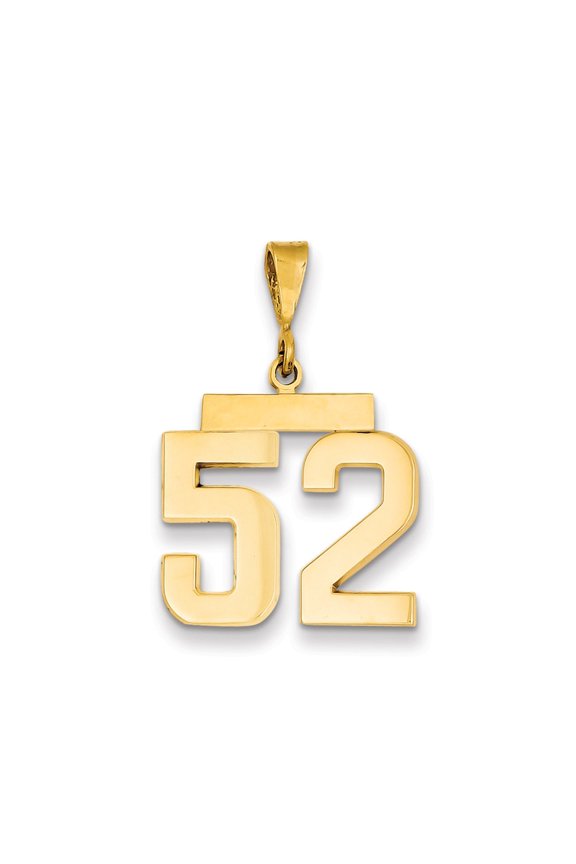 14k Medium Polished Number 52 Charm in 14k Yellow Gold