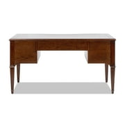 JTH LUXE Dauphin Gold Accent 5-Drawer Wood Executive Desk Dark Walnut Ash Wood & Veneer