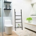thumbnail image 4 of MyGift Vintage Gray Solid Wood Wall Leaning Towel Rack, 4 of 7