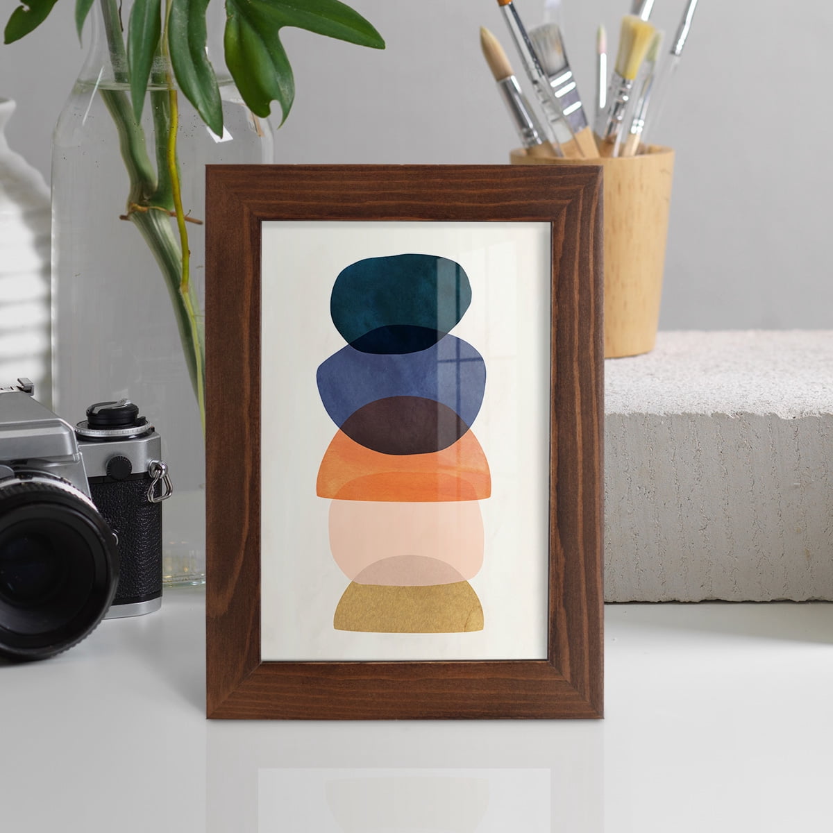 Mod Pods I -Framed Print w/glass-Chestnut