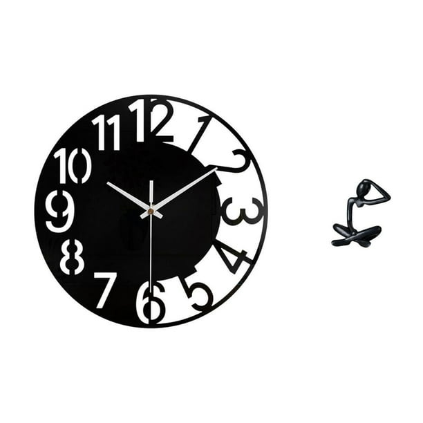 Reloj De Pared Acrílico Silencioso, Fácil De Leer, Sencillo, Redondo Y Decorativo Para Hotel, Oficina, Hogar O Baño. Estatua Abstracta De Pensador, Escultura Moderna, Adorno De Mesa Para