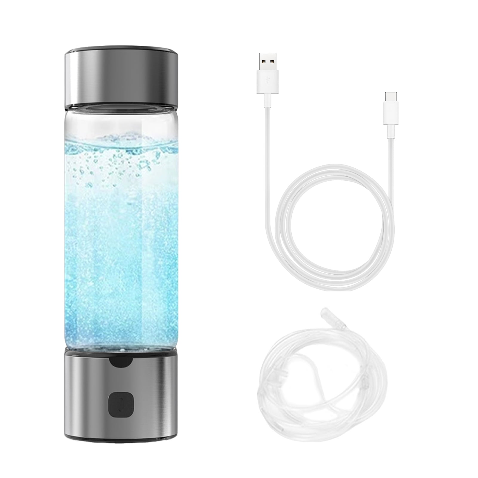 Opvise Upgraded SPE/PEM Hydrogen Water Bottle | NSF-42 Certified 1400PPB Generator with 9.13in Borosilicate Glass & Smart Health Tracking | USB-C Fast Charge
