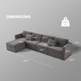 thumbnail image 3 of Convertible Sectional Sofa, 5 Seat L-Shaped Couch with Storage Ottoman and Pillows, Sectional Sofa Couches for Living Room, Apartment, Office, Dark Gray, 3 of 6