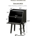 thumbnail image 3 of Mid Century Modern Nightstand Side Table End Table with Charging Station USB Ports and Outlet Bedside Table 2-Layer Storage Shelves with Acrylic Door Black, 3 of 6