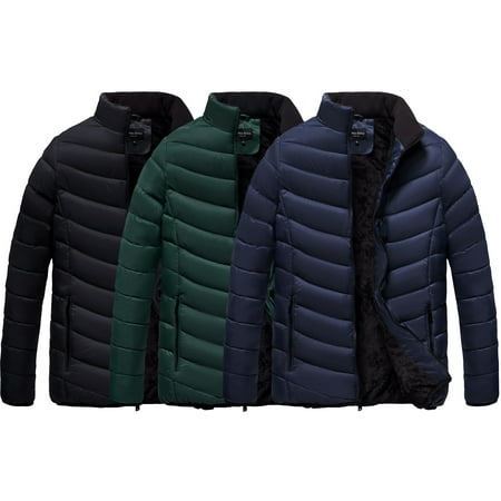 THE WHOLE SHEBANG Men's Winter Puffer Jacket: Quilted, Faux Fur Lining, Clearance Sale, Black , L