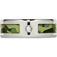 thumbnail image 4 of Stainless Steel Polished With Cz Printed Green Camo Under Rubber Band (Size 9) Made In China sr451-9, 4 of 5