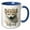Blue/White, variant on 3drose, Floral White Wolf Illustration, 11oz Two-tone Yellow Mug