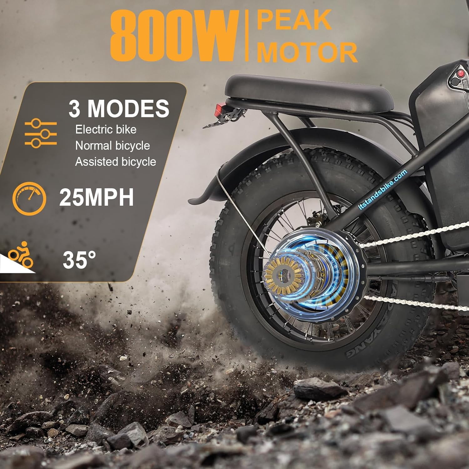 ITSTANDS 800W Electric Bike Folding for Adults 16''x4.0 fat tire E-Mountain Bike 48V 20AH UL2849 Removable Battery Step Thru Electric Bicycle 30MPH Dual Shock Absorption Urban Commuter Ebikes
