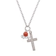thumbnail image 2 of Delight Jewelry Silvertone Enamel Basketball ''Rocks'' Everlasting Love Engraved Cross Zoey Necklace, 28", 2 of 4