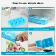 thumbnail image 4 of Ice Cube Trays for Freezers with Lid  Silicone Lager Ice Tray Molds Big Square Ice Trays for Whiskey, Cocktails, Baby Food, Juices Blue, 4 of 7