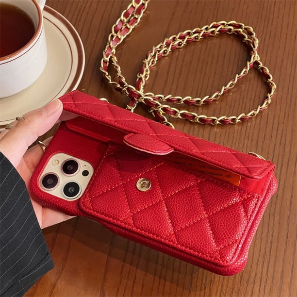Funda de teléfono con correa de iniciación cruzada de lujo, funda bonita de cuero con tarjetero para iPhone 14 Plus 11 12 14 Pro 13 Pro Max zhangmengya LED