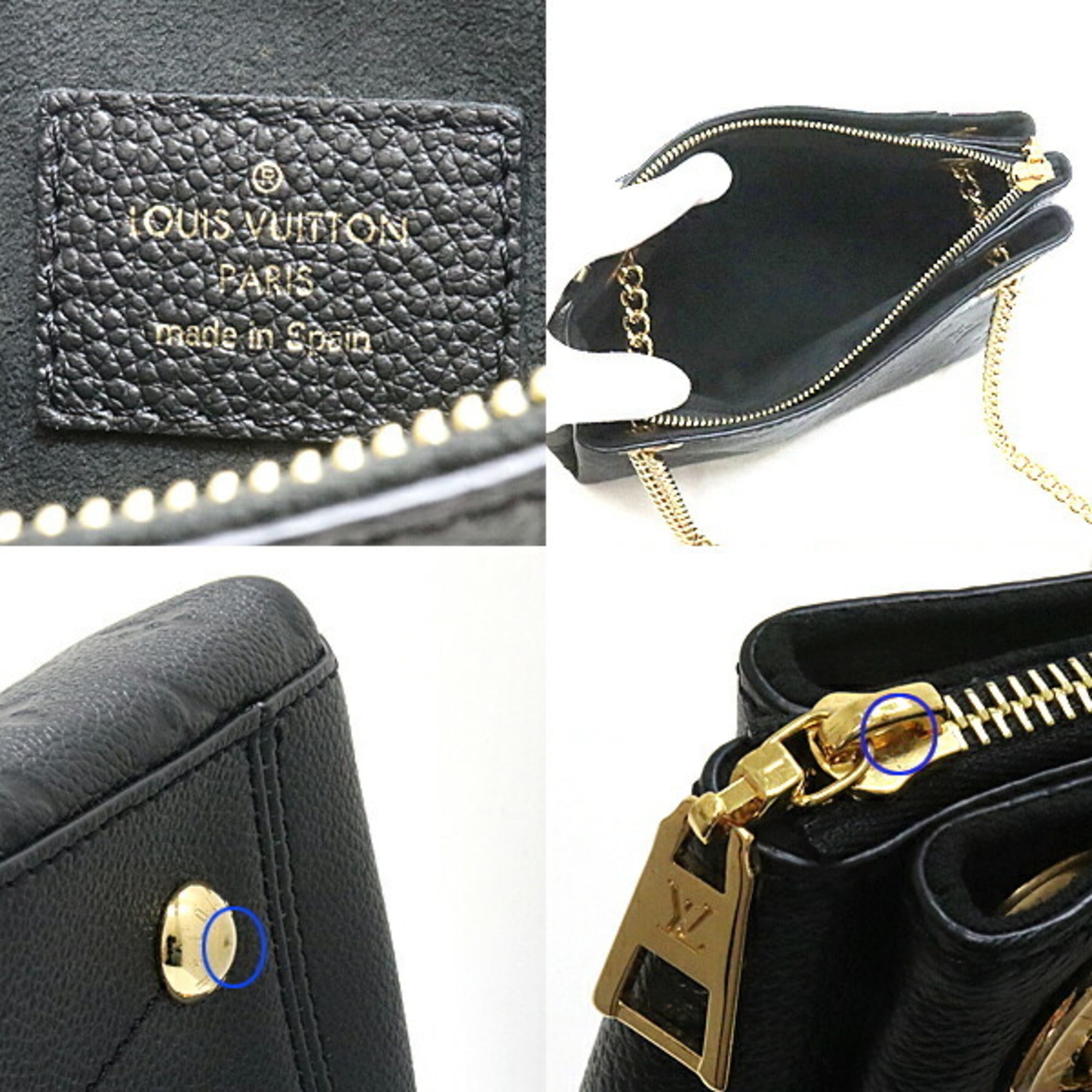 Authenticated Used Louis Vuitton Surennes BB Chain Shoulder Bag Noir M43748  Monogram Empreinte Leather 