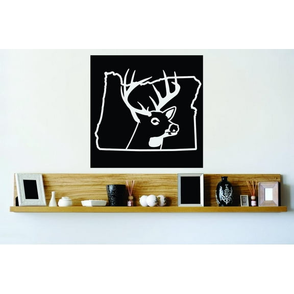 Hunting Themed Wall Decal Decoration Oregon Wild Deer Buck Hunt Outdoor Lifestyle Stickers Home Decoration for Hunters - Size: 13 In x 13 In