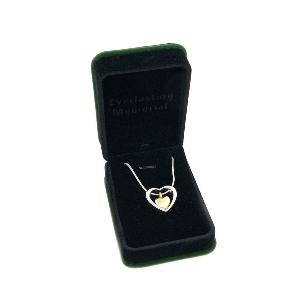 Anavia Floating Drop Heart Cremation Jewelry for Ashes Memorial Necklace Ash Urn Keepsake-[Silver - Gold]