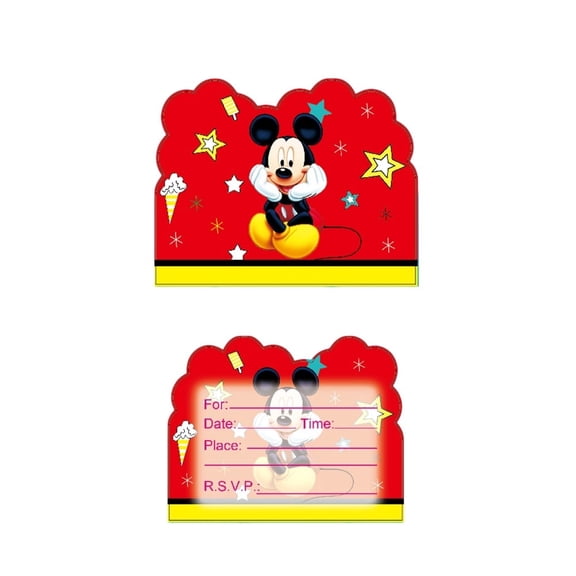 30 Pcs Mickey Minnie Anime Cartoon Birthday Party Invitations, Fill-in Kids Birthday Invite Cards for Boys Girls