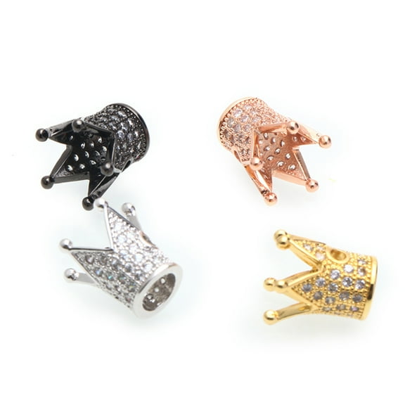 OUNONA DIY Jewelry Making Spacer Bead Charms with Rhinestones Assorted Color Copper Material for Decoration Use