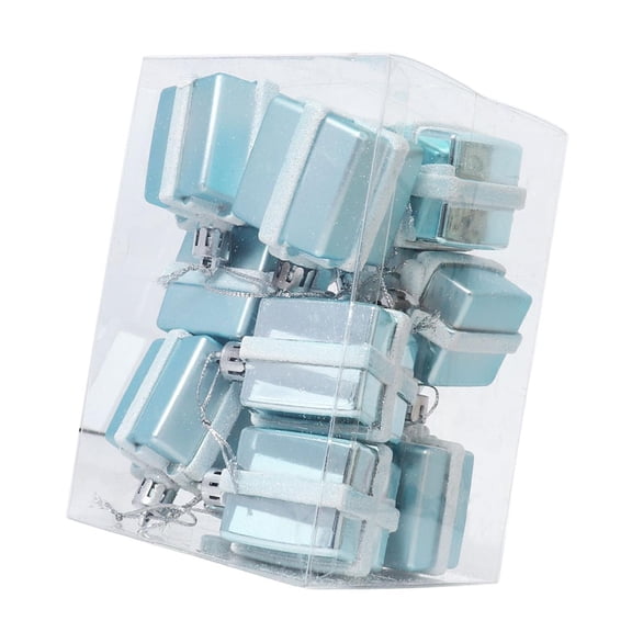 HILABEE 9Pcs Christmas Tree Ornaments Xmas Decorations Lightweight Small Gift Boxes Charm Pendants for Party Favors Farmhouse New Year Light Blue