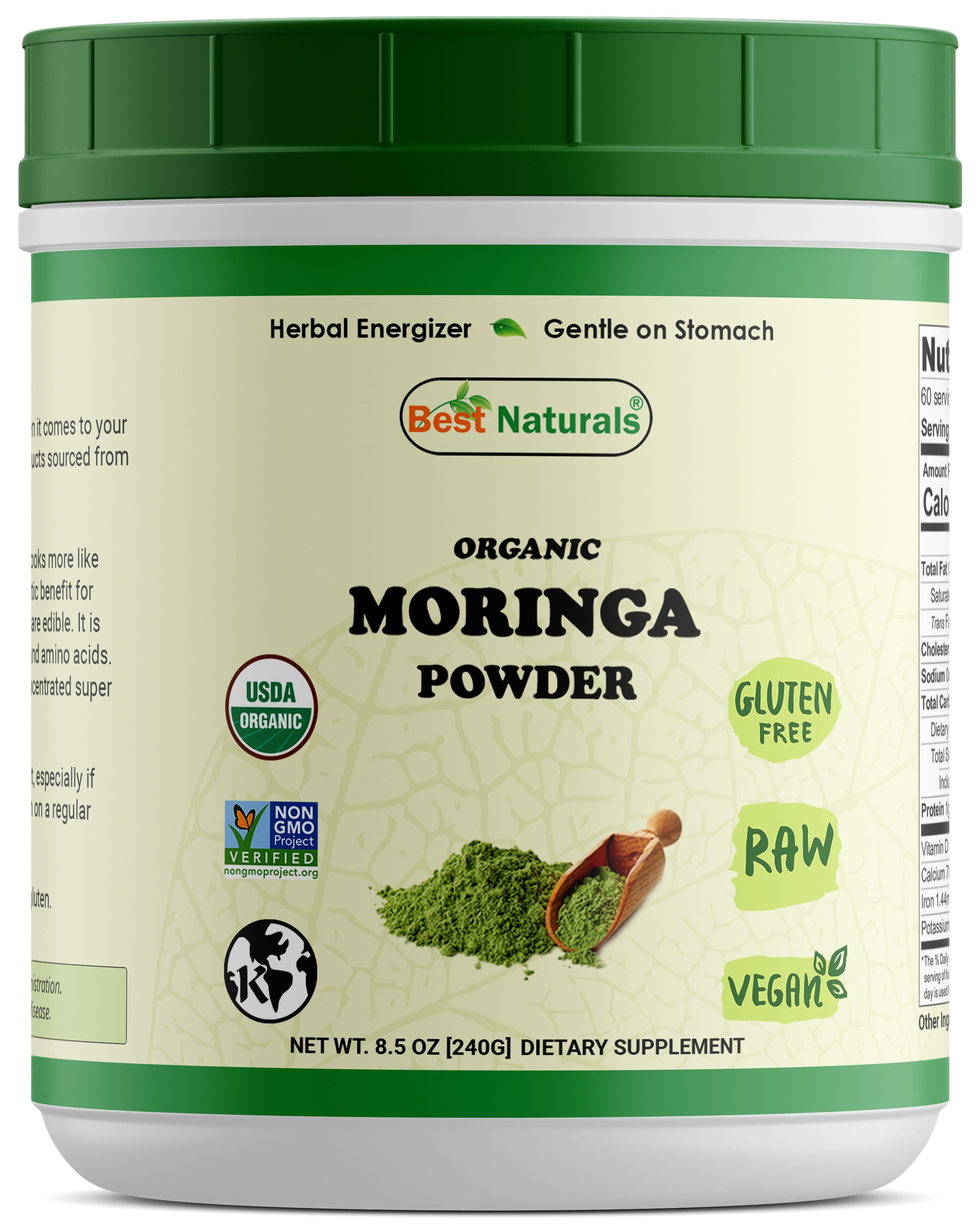Best Naturals Certified Organic Moringa Powder 8.5 OZ (240 Gram), Non