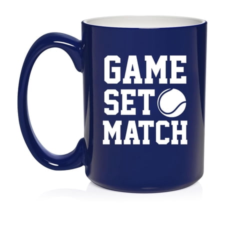 Game Set Match Tennis Ceramic Coffee Mug Tea Cup Gift for Her Him Friend Coworker Wife Husband (15oz Blue) Game Set Match Tennis Ceramic Coffee Mug Tea Cup Gift for Her Him Friend Coworker Wife Husband (15oz Blue)