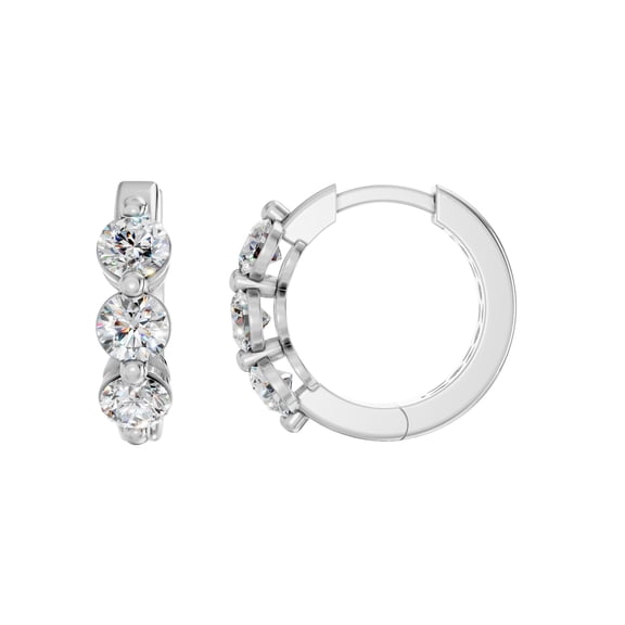 KEEVA JEWELS 1.45 Carat Moissanite Luxury Round Cut Stone Hoop Earrings for Women White Gold Plated Silver