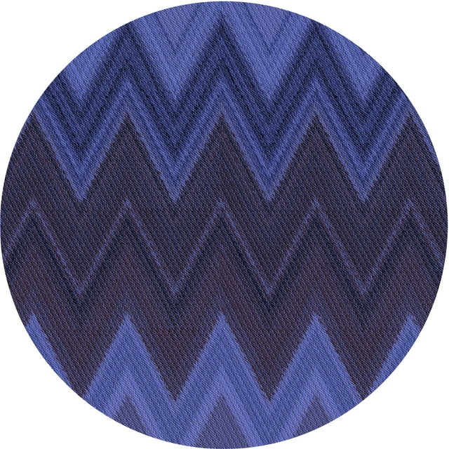 Ahgly Company Tapis d'Intérieur Ronds de Style Transitionnel Lavables à la Machine, Bleu Royal, 8 Pieds Rond