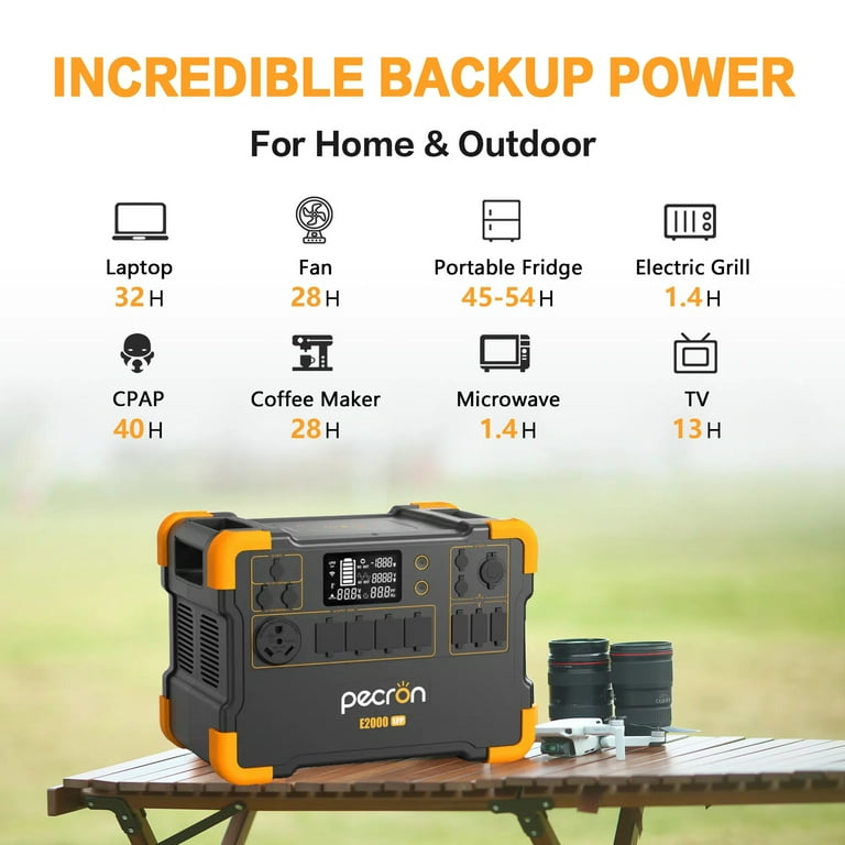 Pecron E2000lfp Portable Power Station 1920Wh/2000W AC Output with 2*200w Solar Panels Kit LiFePO4 Battery Generator for Home Backup