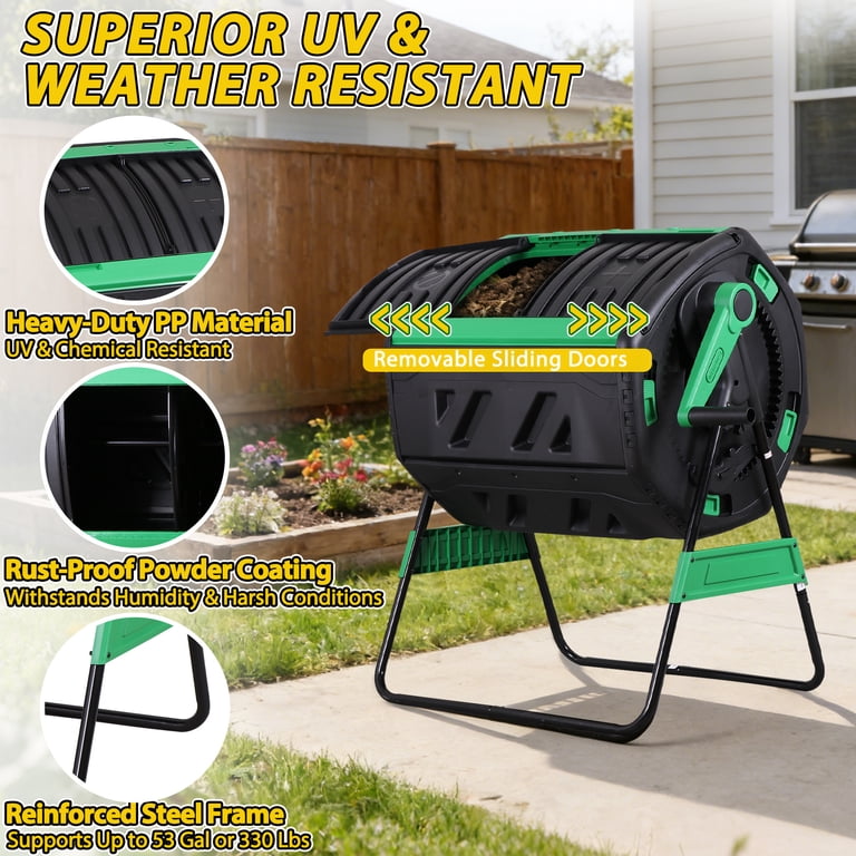 HomGarden 53-Gallon Dual Chamber Compost Tumbler photo 4