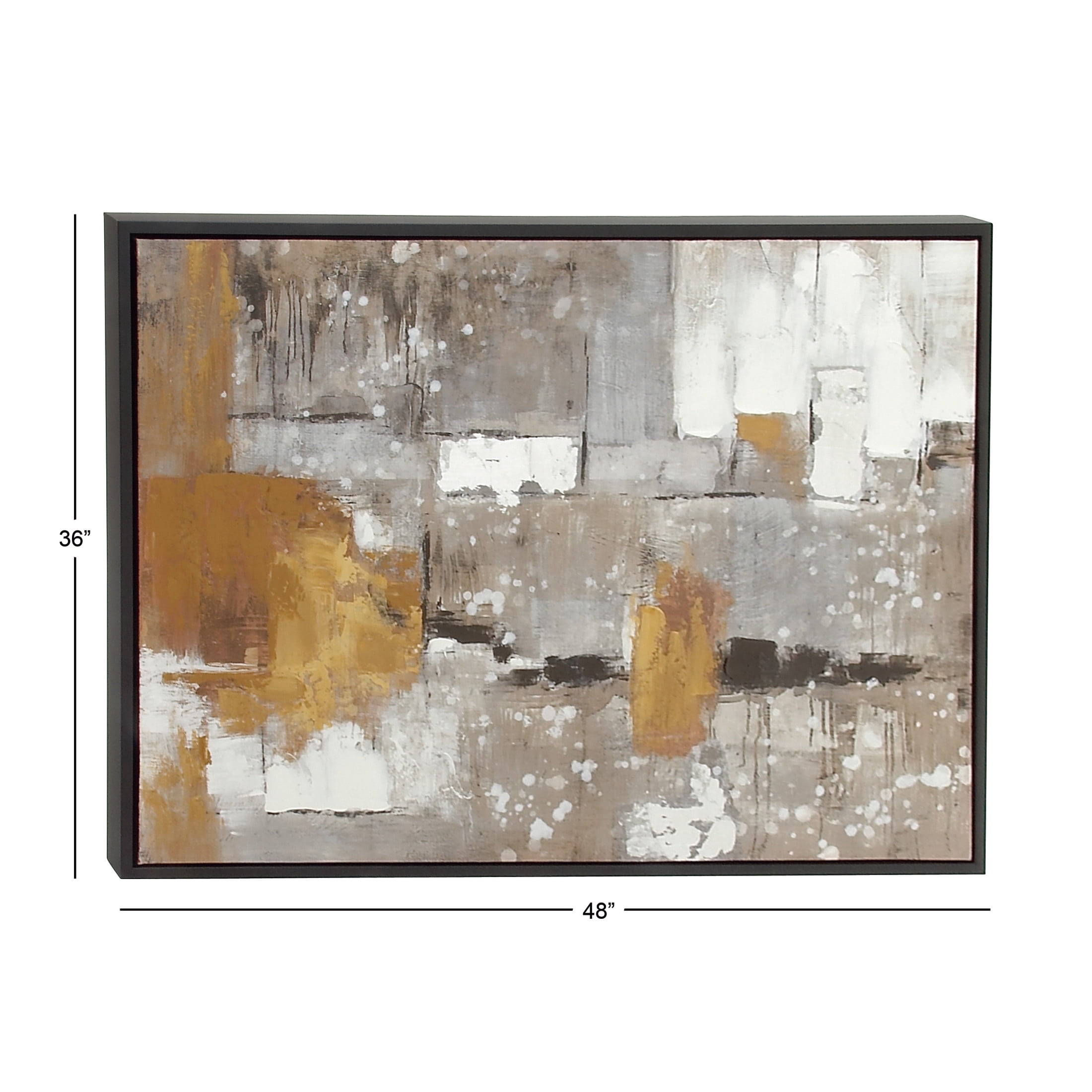 48" x 36" Abstract Framed Wall Art with Black and Yellow Details, by DecMode