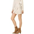 thumbnail image 4 of INSPIRE CHIC Women's Christmas Faux Suede Tie Waisted A-Line Wrap Short Mini Skirt M Beige, 4 of 7