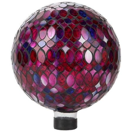 Pebble Mosaic Patio Designs Lily's Home Colorful Mosaic Glass Gazing Ball, Designed with a Stunning Holographic Petal Mosaic Pattern to Bring Color to Any Home and Garden, Red, Blue & Purple (10 Inches Dia.) ()