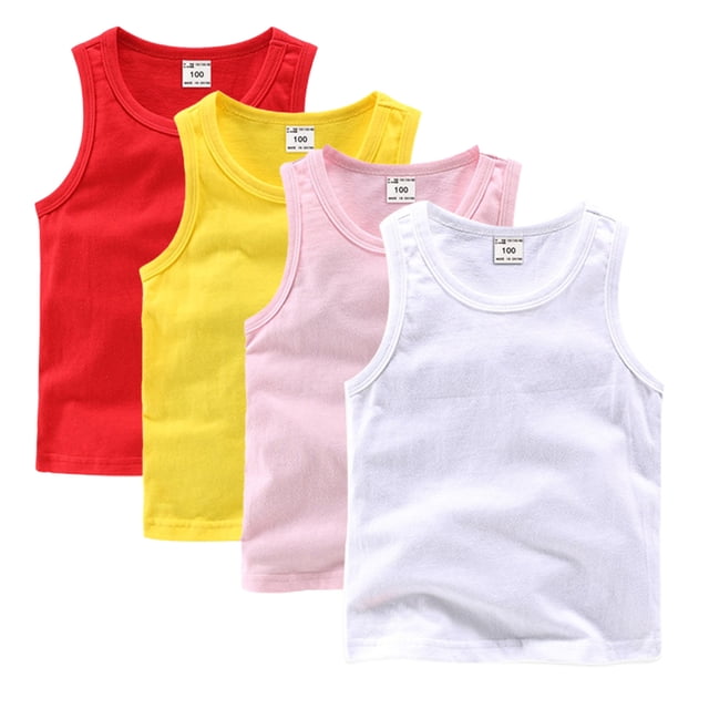 KYAIGUO Débardeur Sans Manches pour Enfants Filles Garçons Classique Doux Uni Col Rond Ample 9M-10T